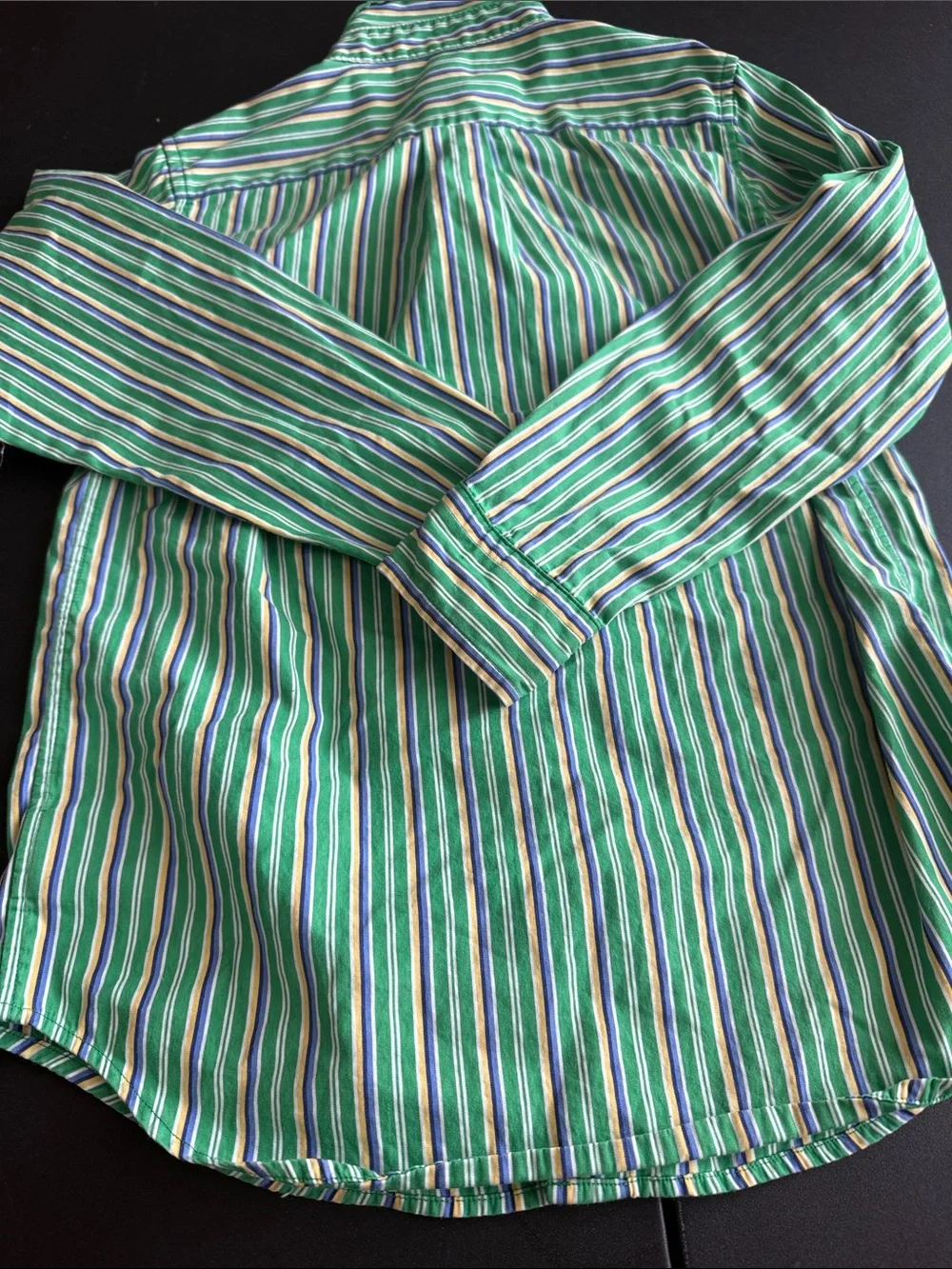 Ralph Lauren Green Blue White Multi-Stripe Button-Down Shirt